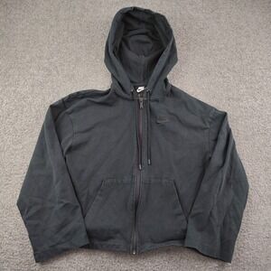 Nike Hoodie Sz XS Cropped Black Full Zip Jacket 100% Cotton Gym Run Workout EUC
